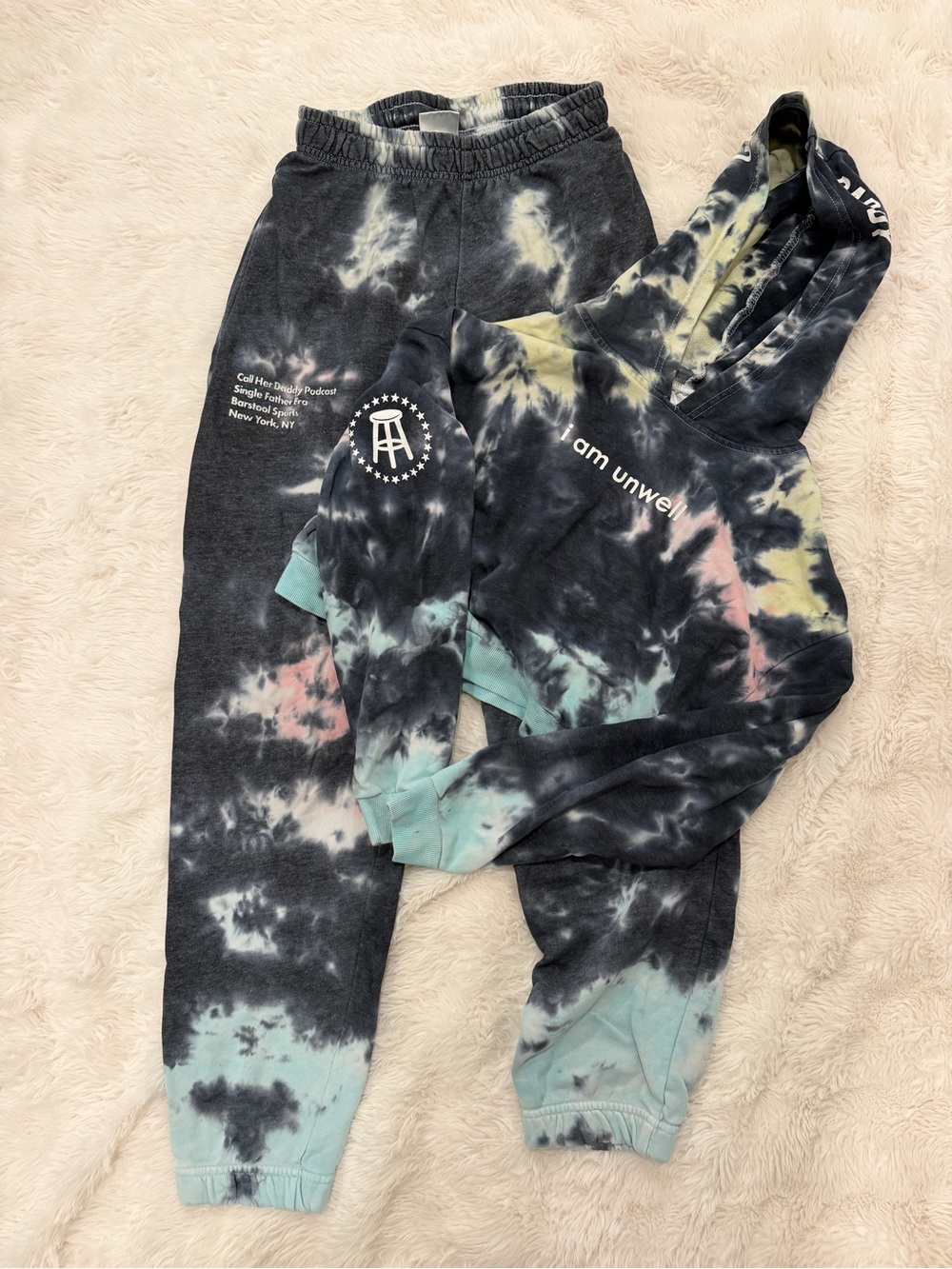 Barstool Tie-Dye Hooded Romper - Black with Teal & Pink Accents